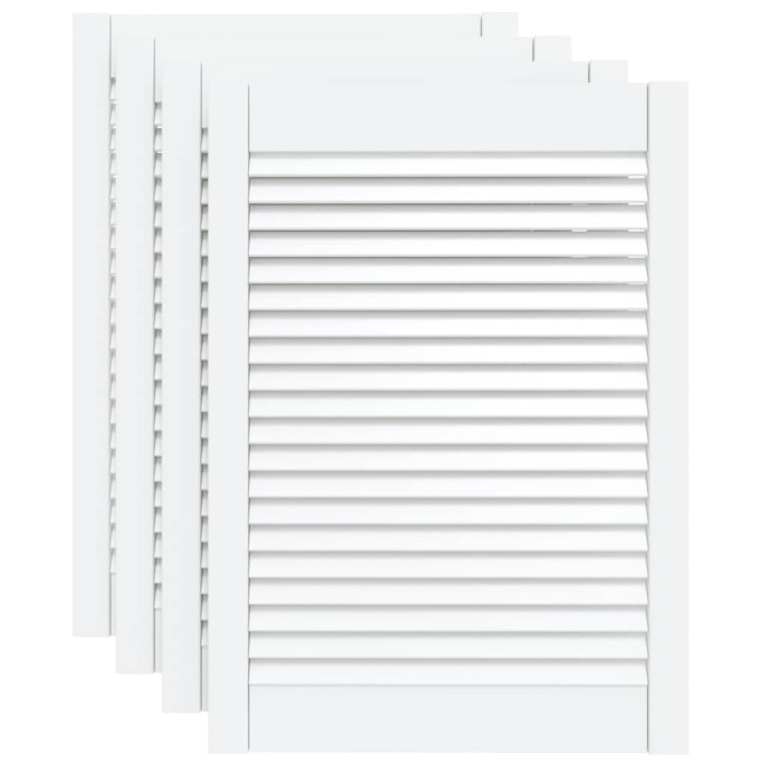 Vrata za omarico z letvicami 4 kosi bela 69x49,4 cm borovina